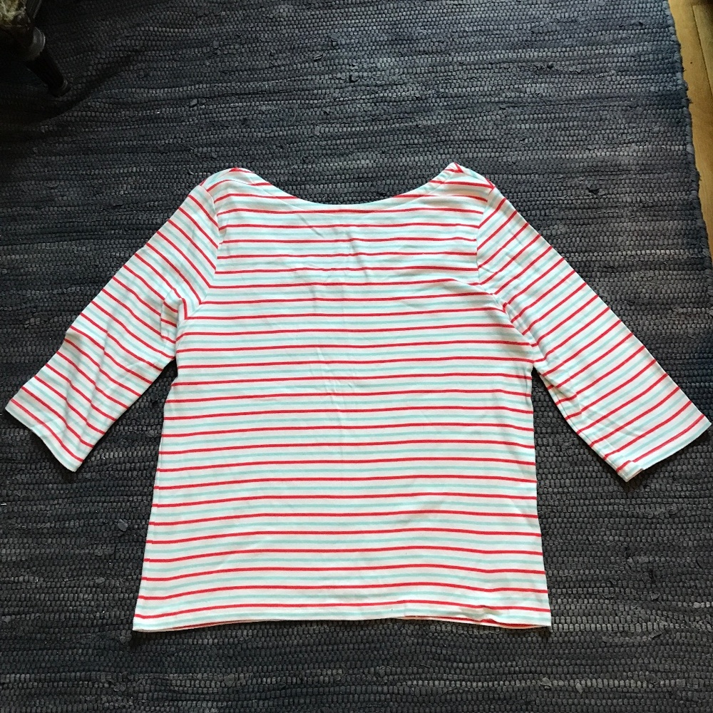 Gap Modern Tee in Blue and Red Stripes. XXL.